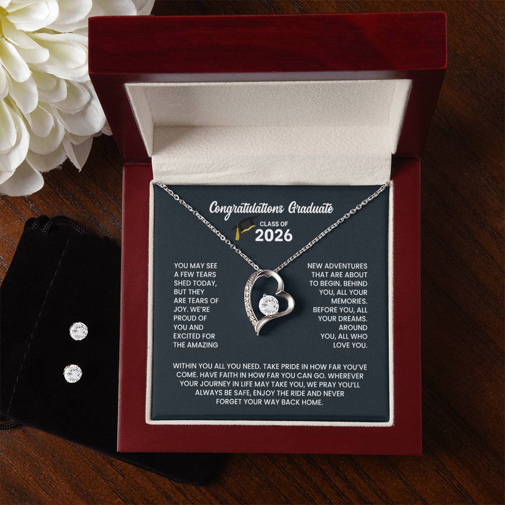 Class of 2026 Heart Necklace & Earring Set