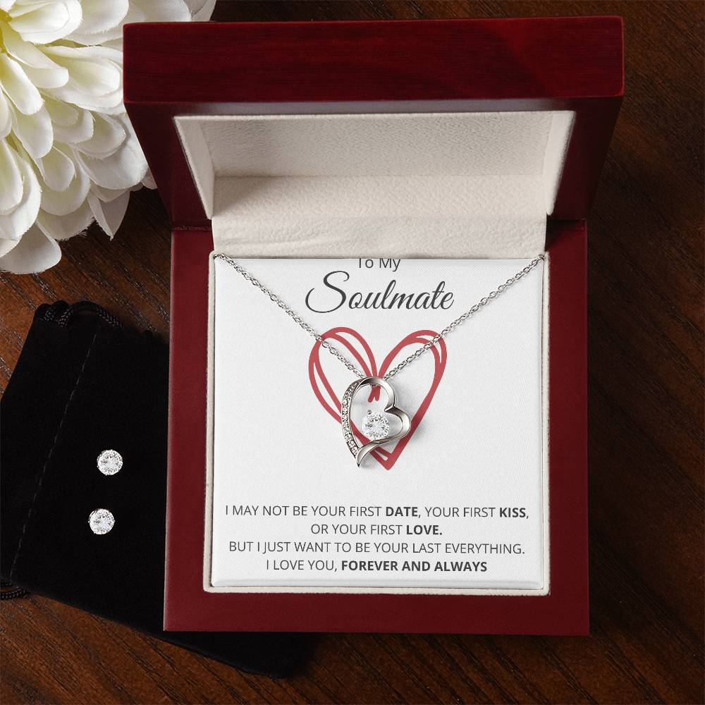 Soulmate Heart Necklace and Earring Set-[Heartfelt Family Gift]