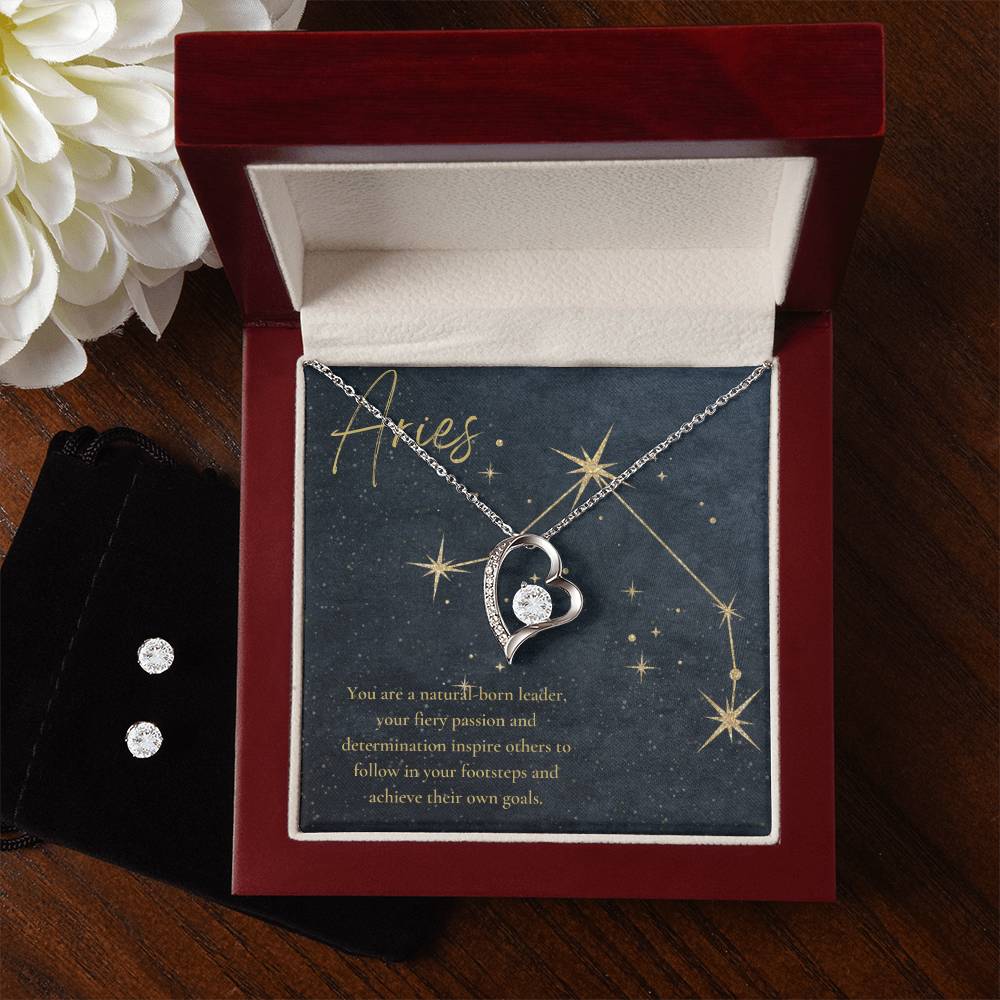Aires Heart Necklace and Earring Set-[Heartfelt Family Gift]