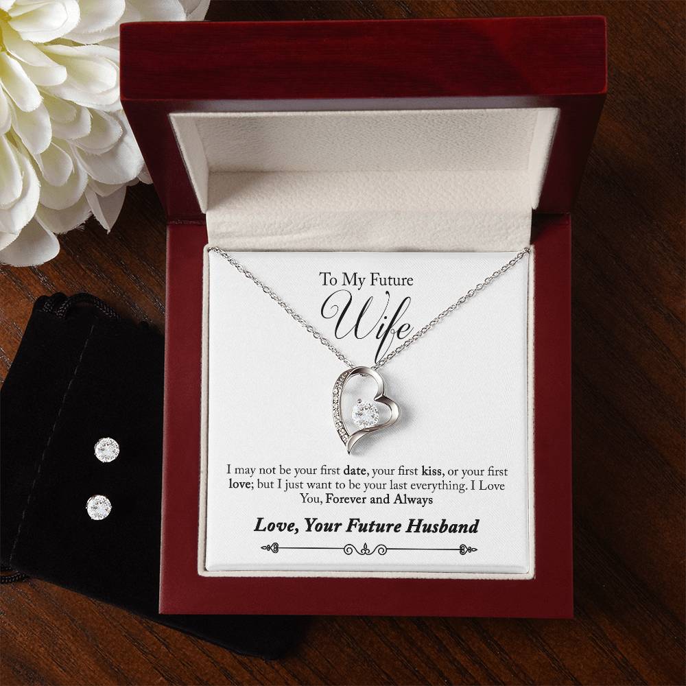 To My Future Wife Heart Necklace and Earring Set-[Heartfelt Family Gift]
