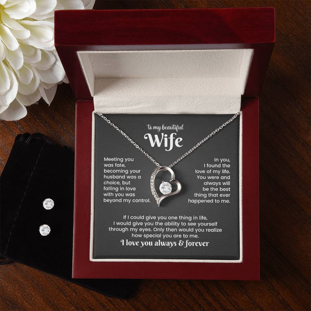Wife Heart Necklace & Earring Set