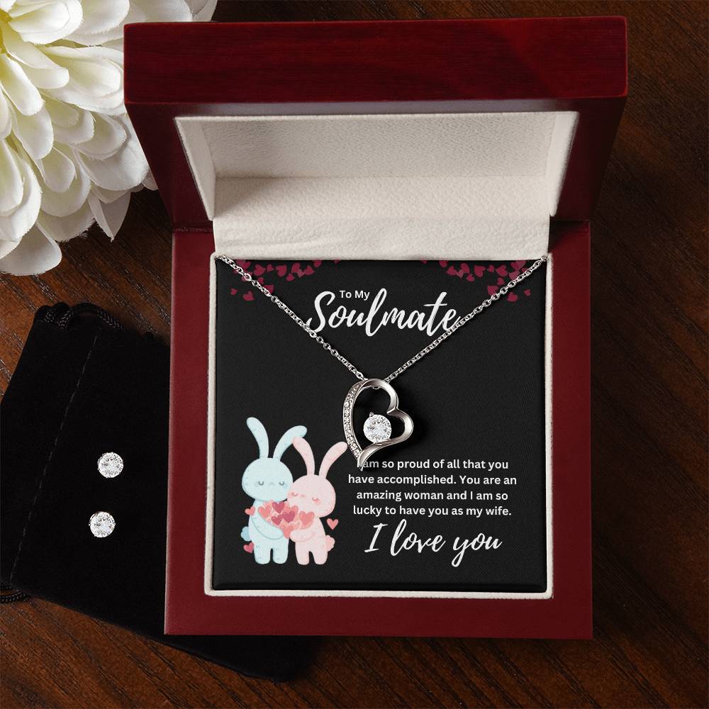 To My Soulmate Necklace and Earring Set-[Heartfelt Family Gift]
