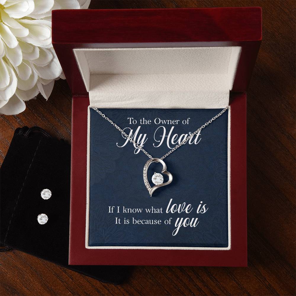 Soulmate Heart Necklace and Earring Set-[Heartfelt Family Gift]