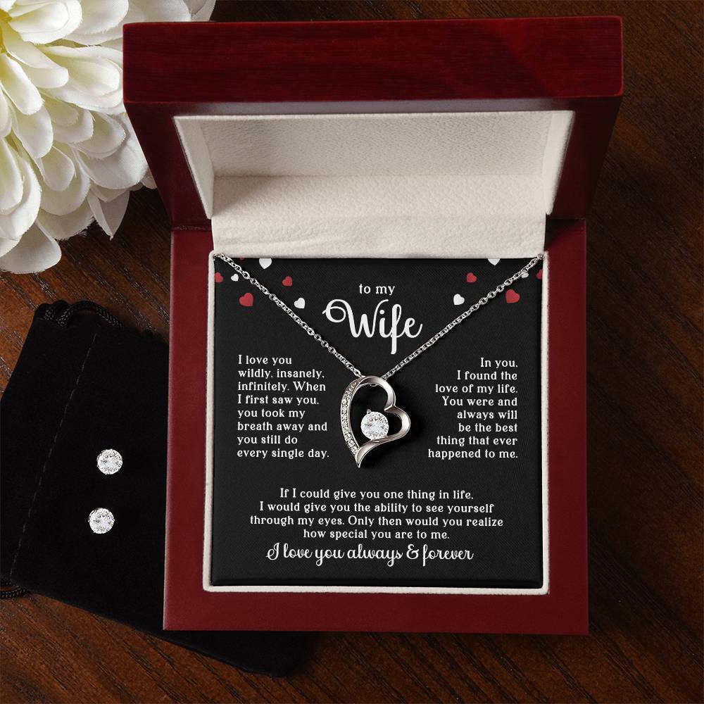 Wife Heart Necklace & Earring Set