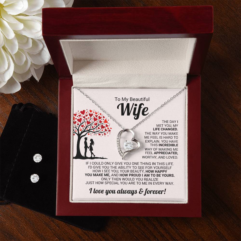 Wife Heart Necklace & Earring Set