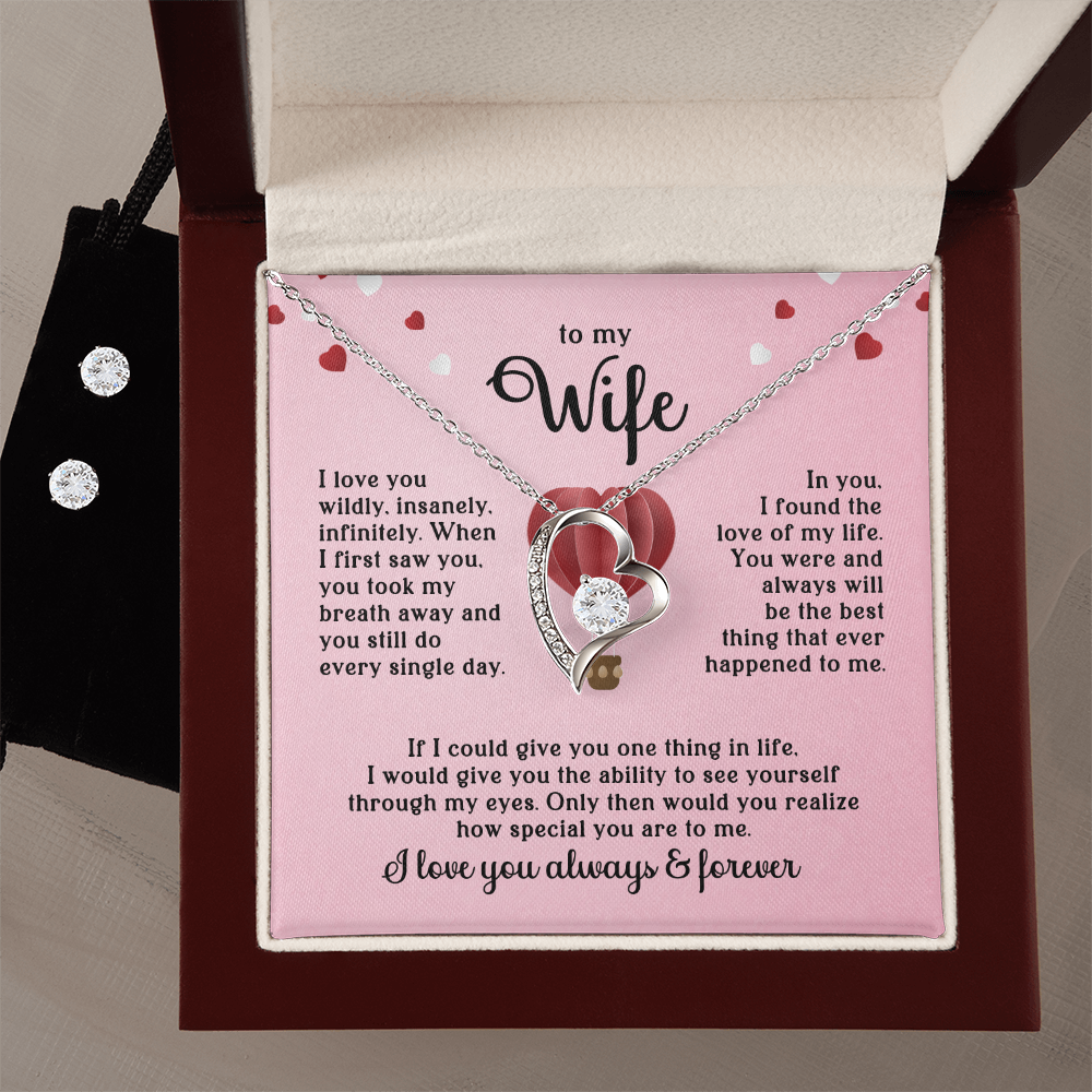 To My Wife Heart Necklace & Earring Set