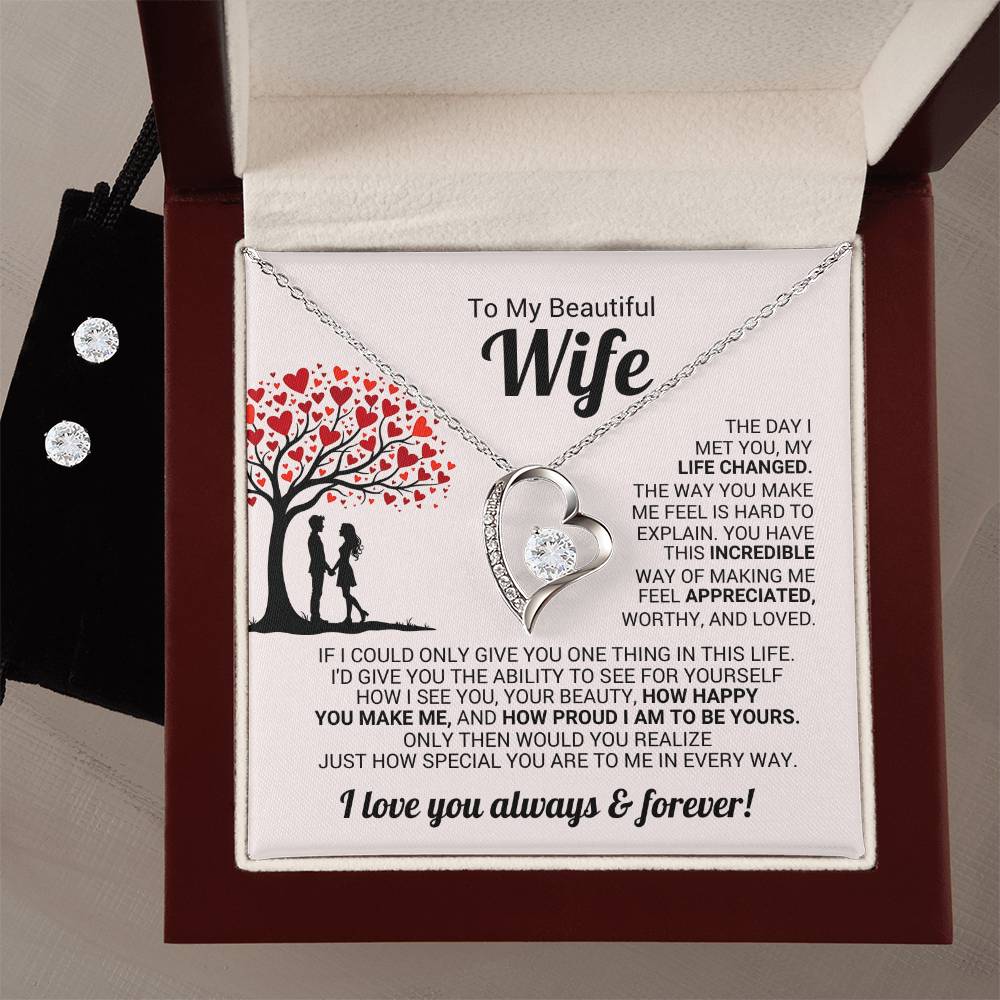Wife Heart Necklace & Earring Set