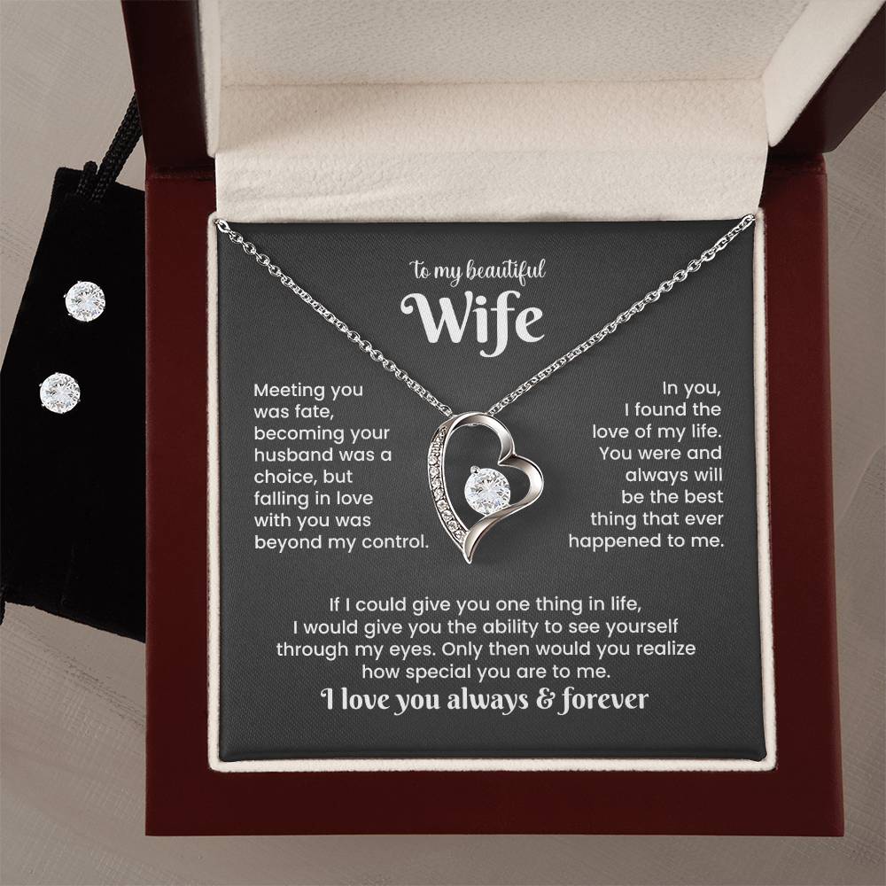 Wife Heart Necklace & Earring Set