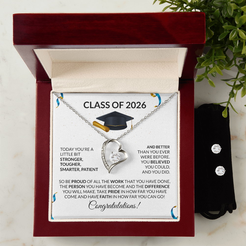 Class of 2026 Necklace and Earring Set Graduation Gift