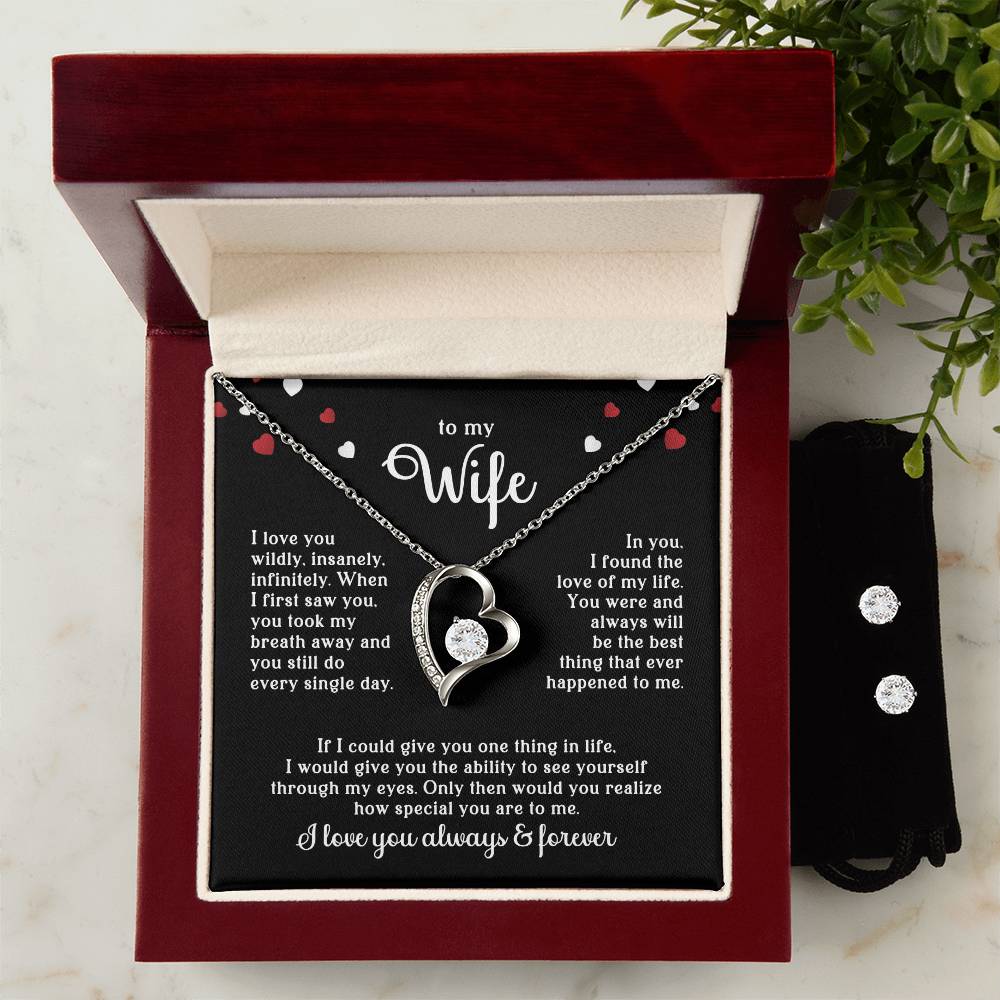 Wife Heart Necklace & Earring Set