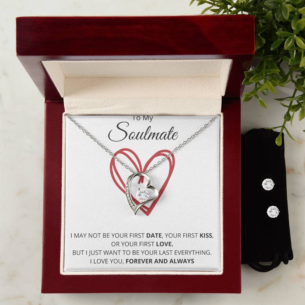 Soulmate Heart Necklace and Earring Set-[Heartfelt Family Gift]