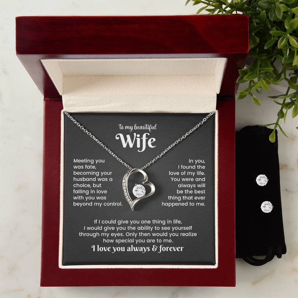 Wife Heart Necklace & Earring Set