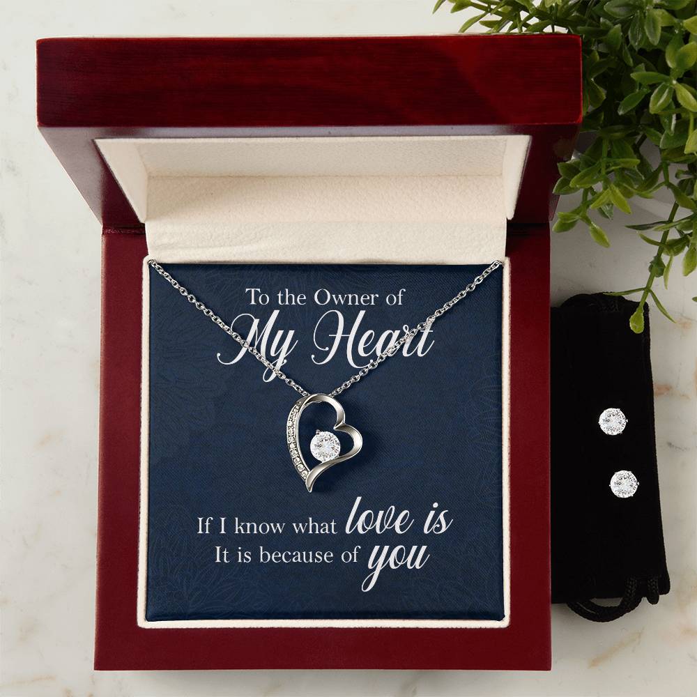 Soulmate Heart Necklace and Earring Set-[Heartfelt Family Gift]