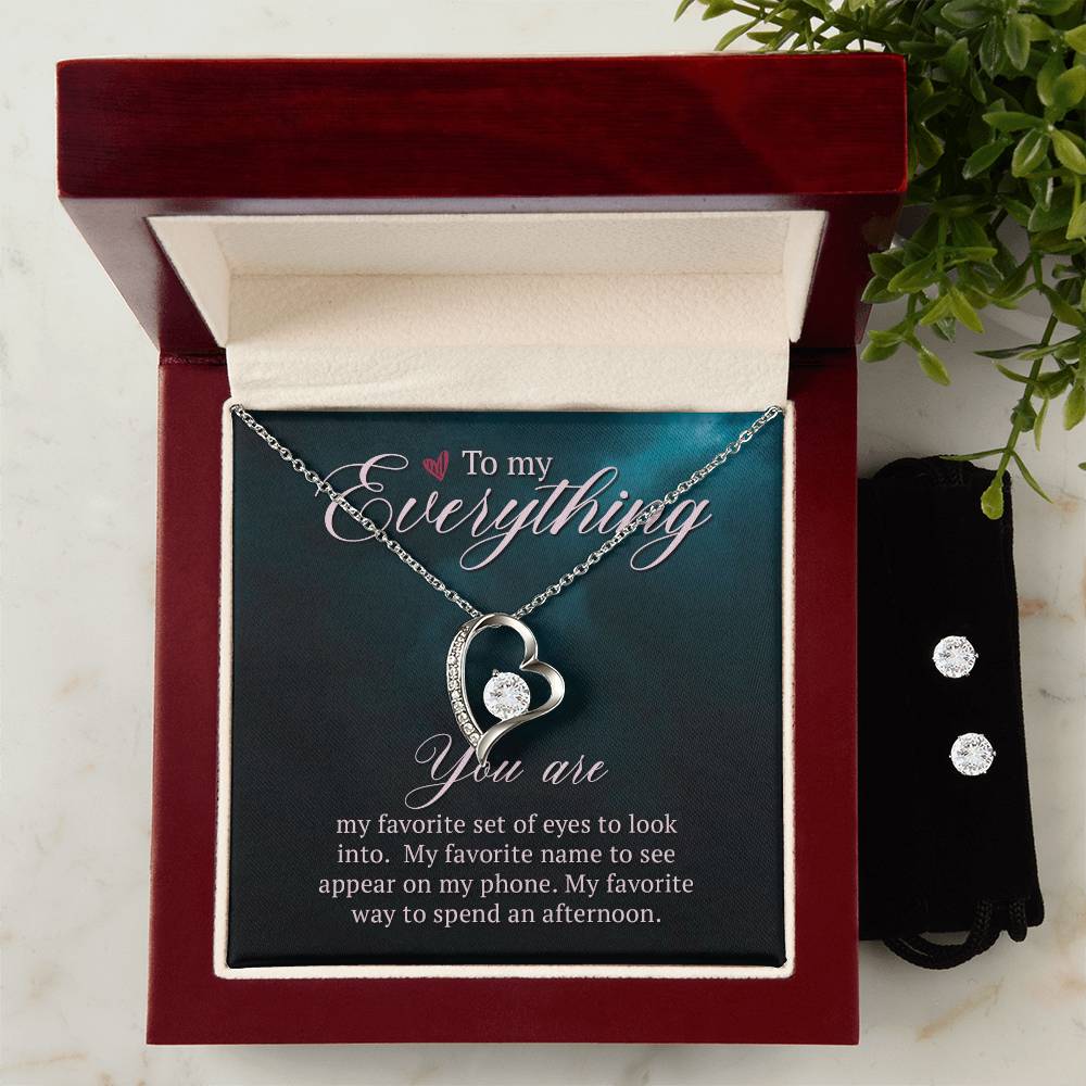Romantic Heart Necklace and Earring Set-[Heartfelt Family Gift]