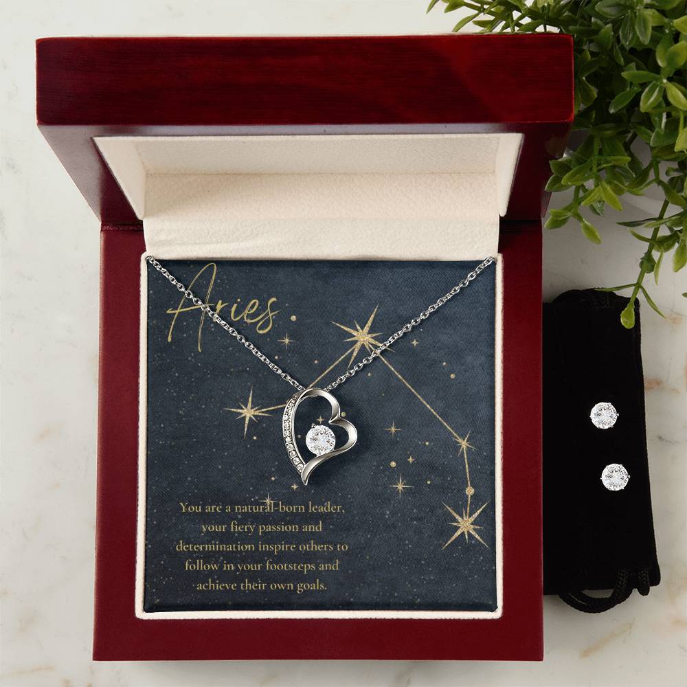 Aires Heart Necklace and Earring Set-[Heartfelt Family Gift]
