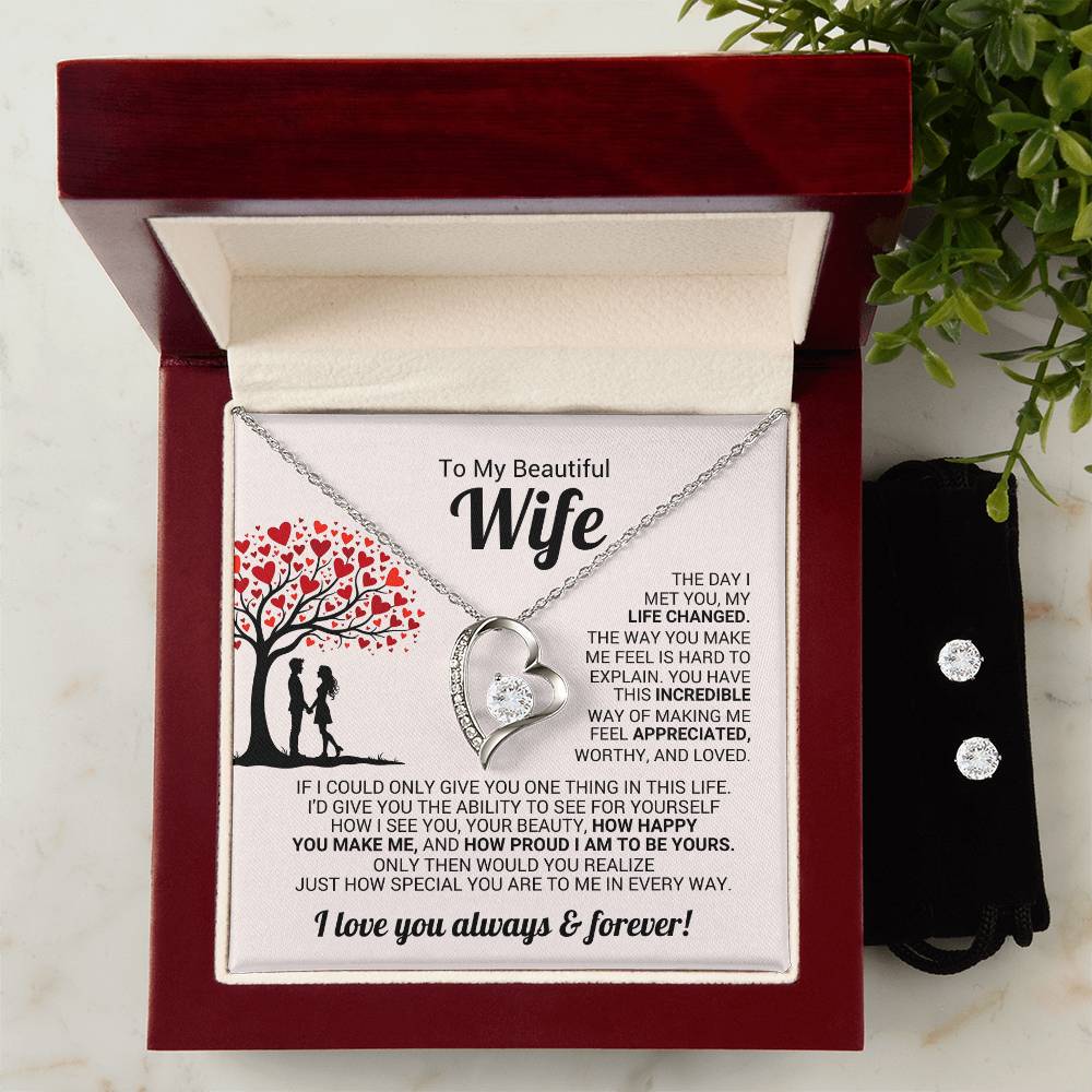Wife Heart Necklace & Earring Set