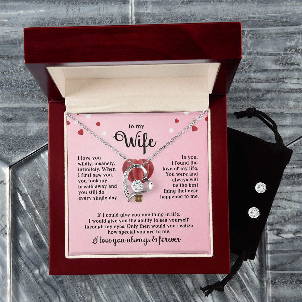 To My Wife Heart Necklace & Earring Set