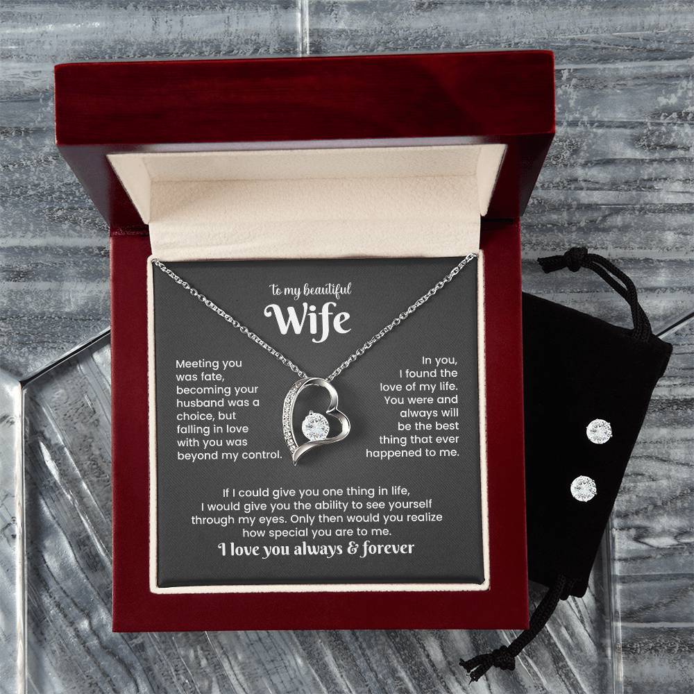 Wife Heart Necklace & Earring Set