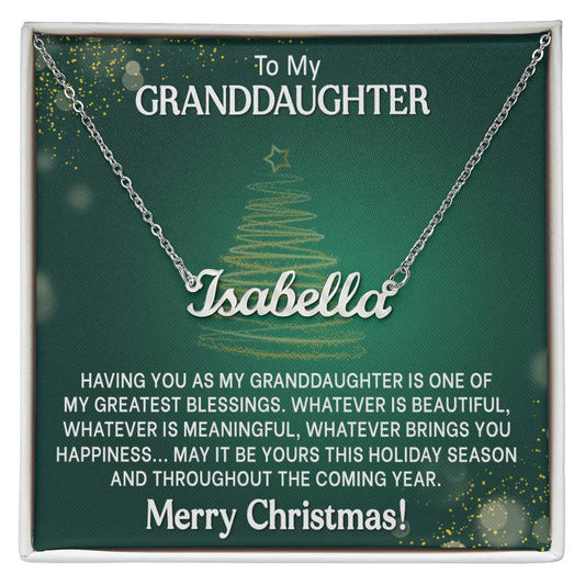Personalized Granddaughter Christmas Name Necklace - Perfect Holiday Gift-[Heartfelt Family Gift]