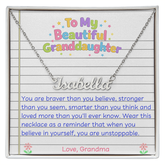To My Beautiful Granddaughter Name Necklace