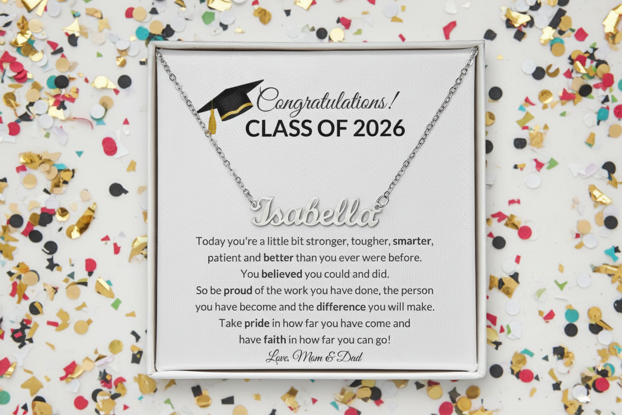 Class of 2026 Graduation Name Necklace Gift