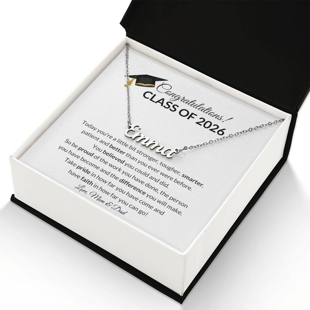 Class of 2026 Graduation Name Necklace Gift