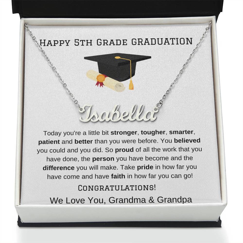 5th Grade Graduation Name Necklace from Grandma Grandpa-[Heartfelt Family Gift]