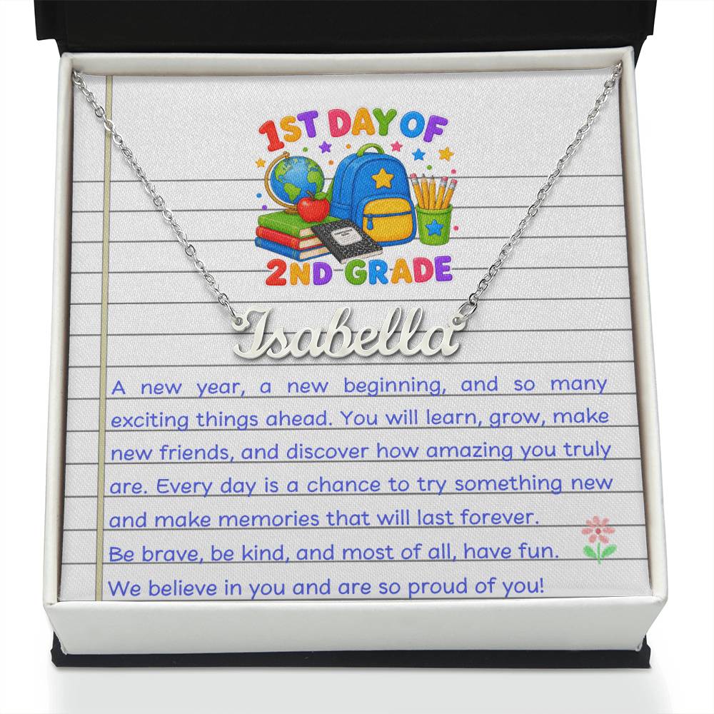 1st Day of 2nd Grade Name Necklace