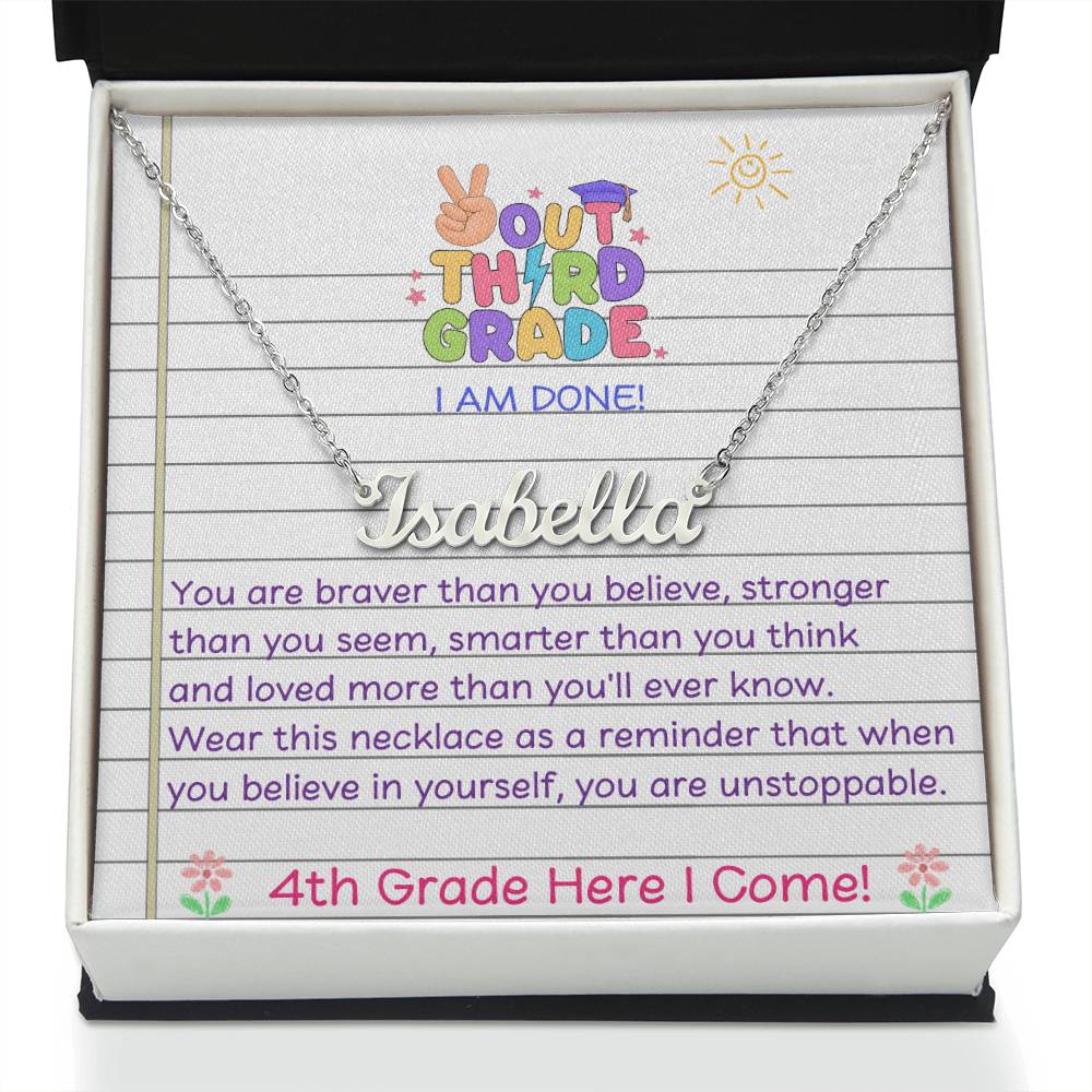 Last Day of Third Grade Name Necklace