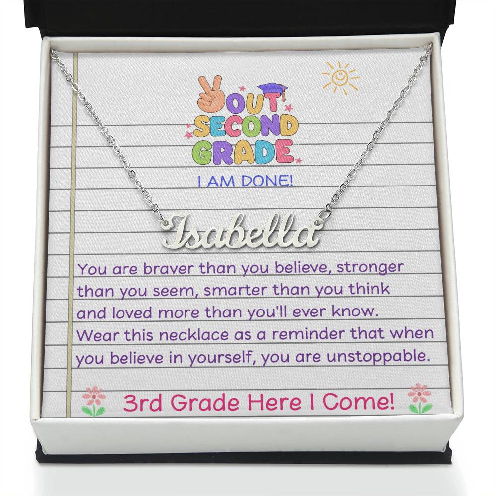 Last Day of 2nd Grade Name Necklace