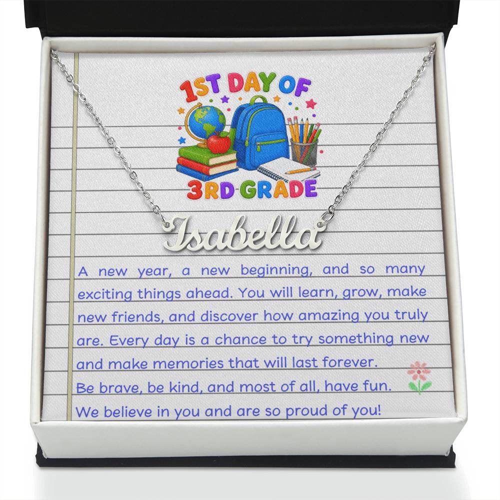 1st Day of 3rd Grade Name Necklace