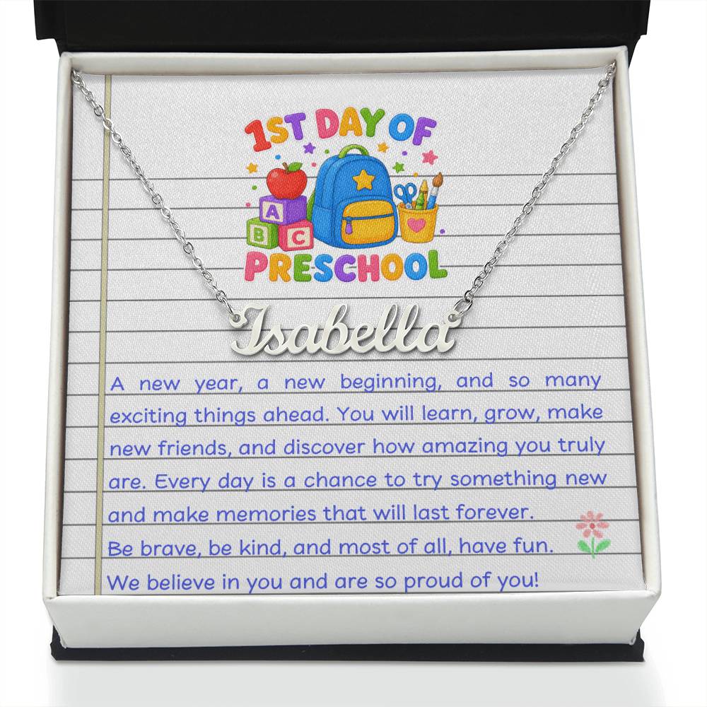 1st Day of Preschool Name Necklace