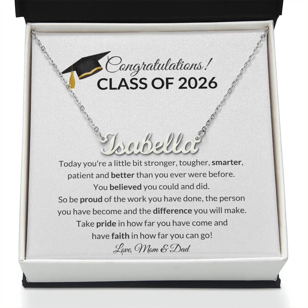 Class of 2026 Graduation Name Necklace Gift