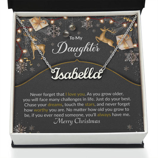 Merry Christmas Daughter - Personalized Name Necklace-[Heartfelt Family Gift]