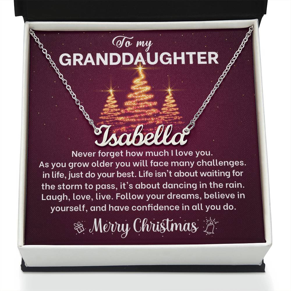 Merry Christmas Granddaughter Name Necklace Gift-[Heartfelt Family Gift]