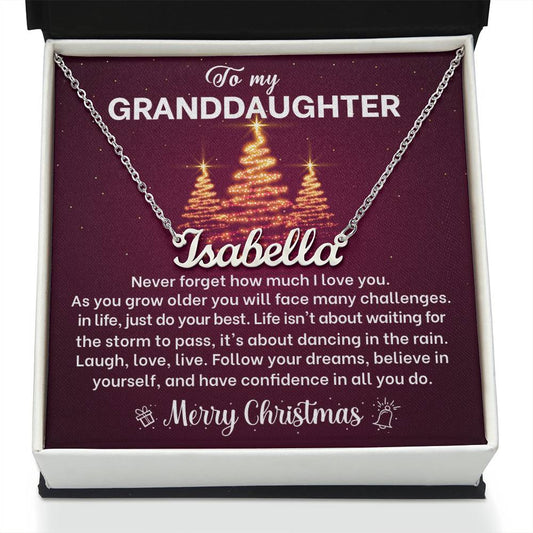 Merry Christmas Granddaughter Name Necklace Gift-[Heartfelt Family Gift]