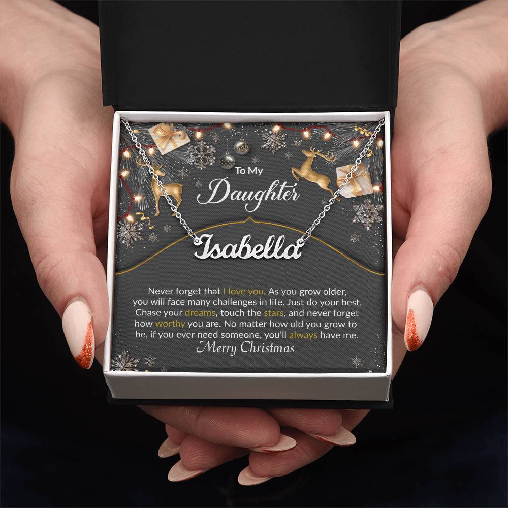 Merry Christmas Daughter - Personalized Name Necklace-[Heartfelt Family Gift]
