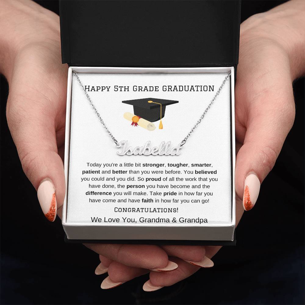 5th Grade Graduation Name Necklace from Grandma Grandpa-[Heartfelt Family Gift]