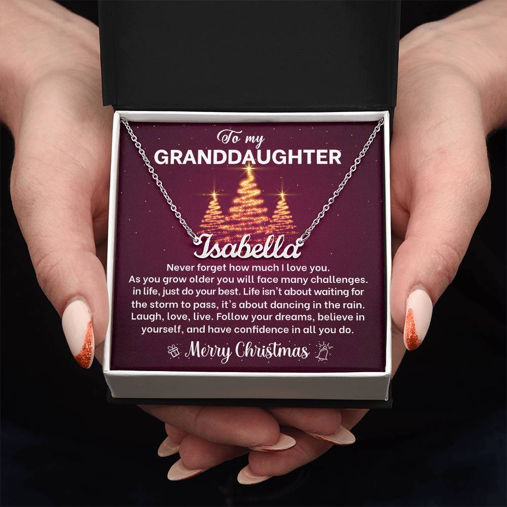 Merry Christmas Granddaughter Name Necklace Gift-[Heartfelt Family Gift]