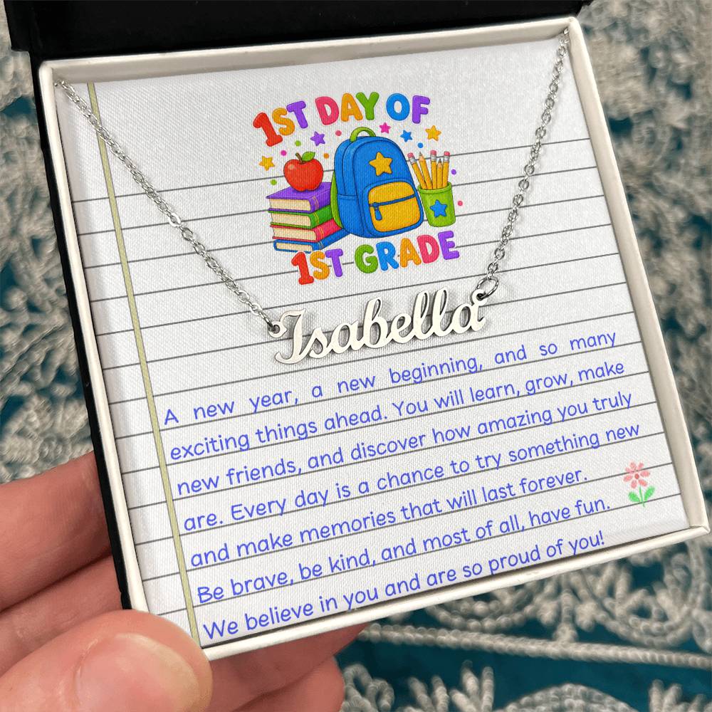 1st Day of 1st Grade Name Necklace