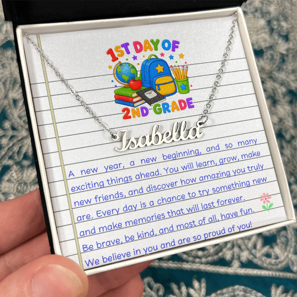 1st Day of 2nd Grade Name Necklace