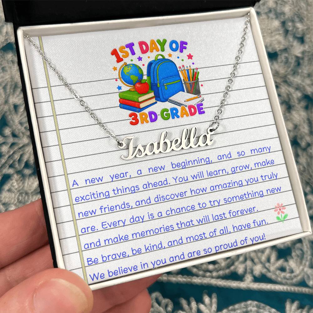 1st Day of 3rd Grade Name Necklace