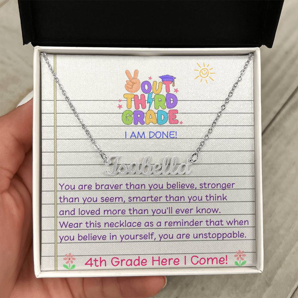 Last Day of Third Grade Name Necklace