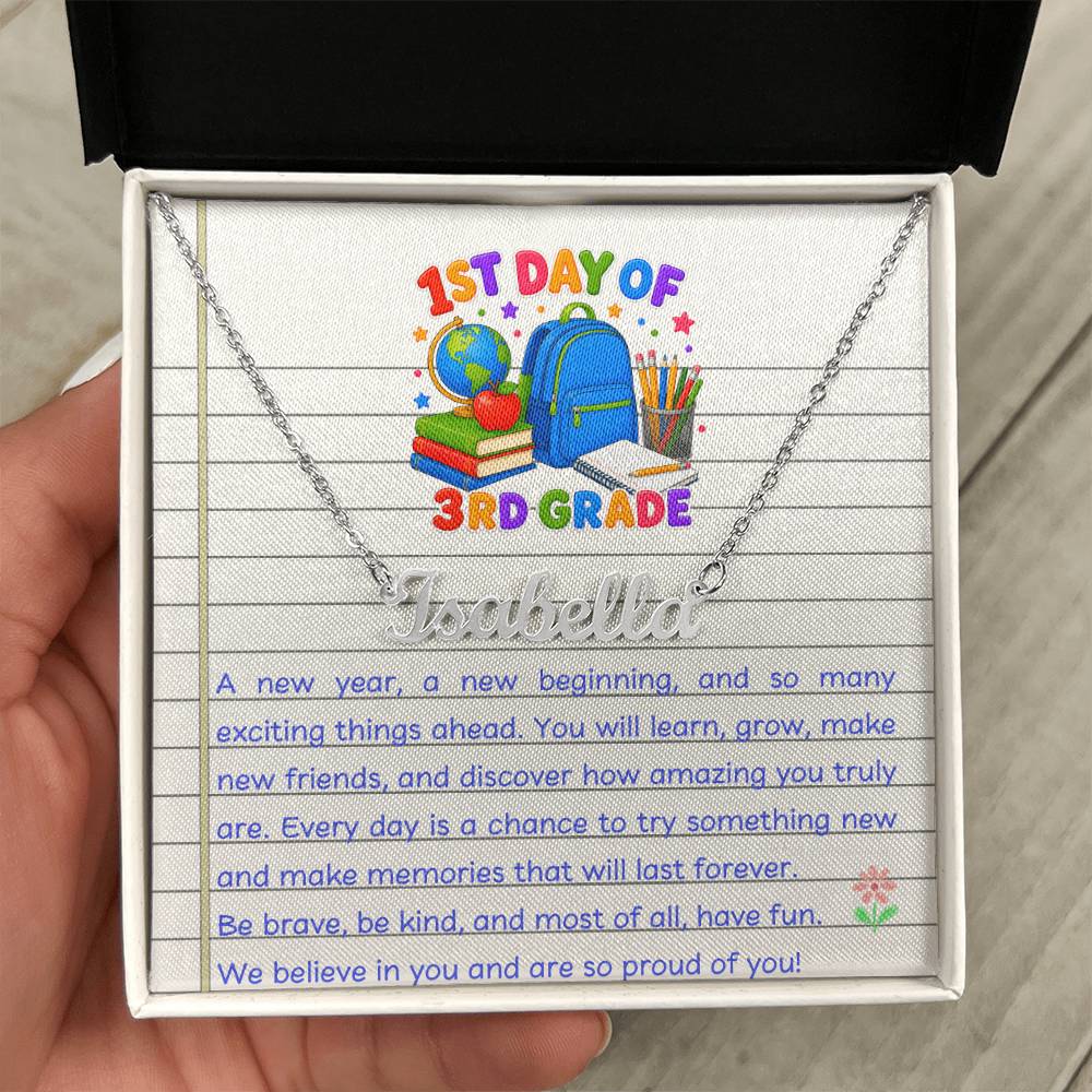 1st Day of 3rd Grade Name Necklace