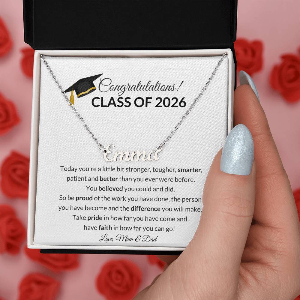 Class of 2026 Graduation Name Necklace Gift