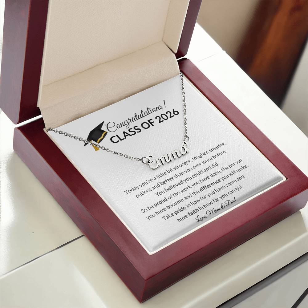 Class of 2026 Graduation Name Necklace Gift