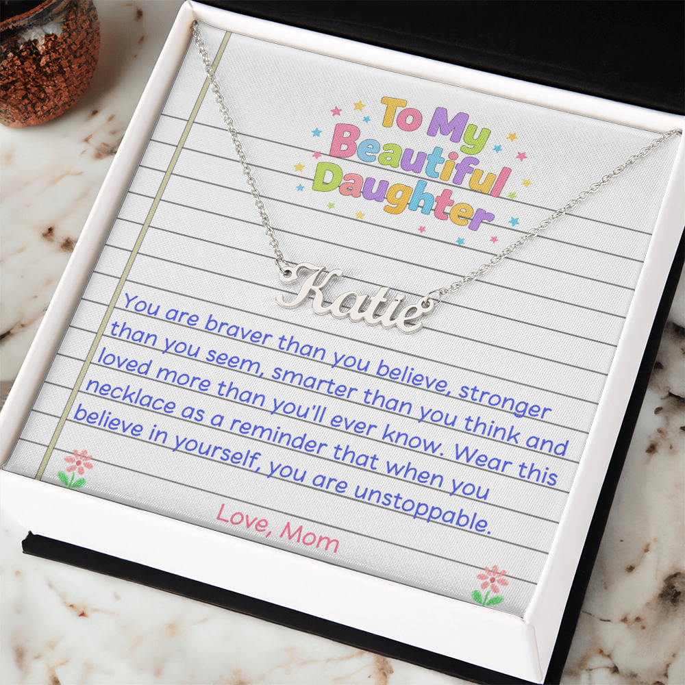 To My Beautiful Daughter Name Necklace