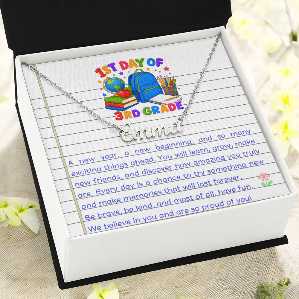 1st Day of 3rd Grade Name Necklace