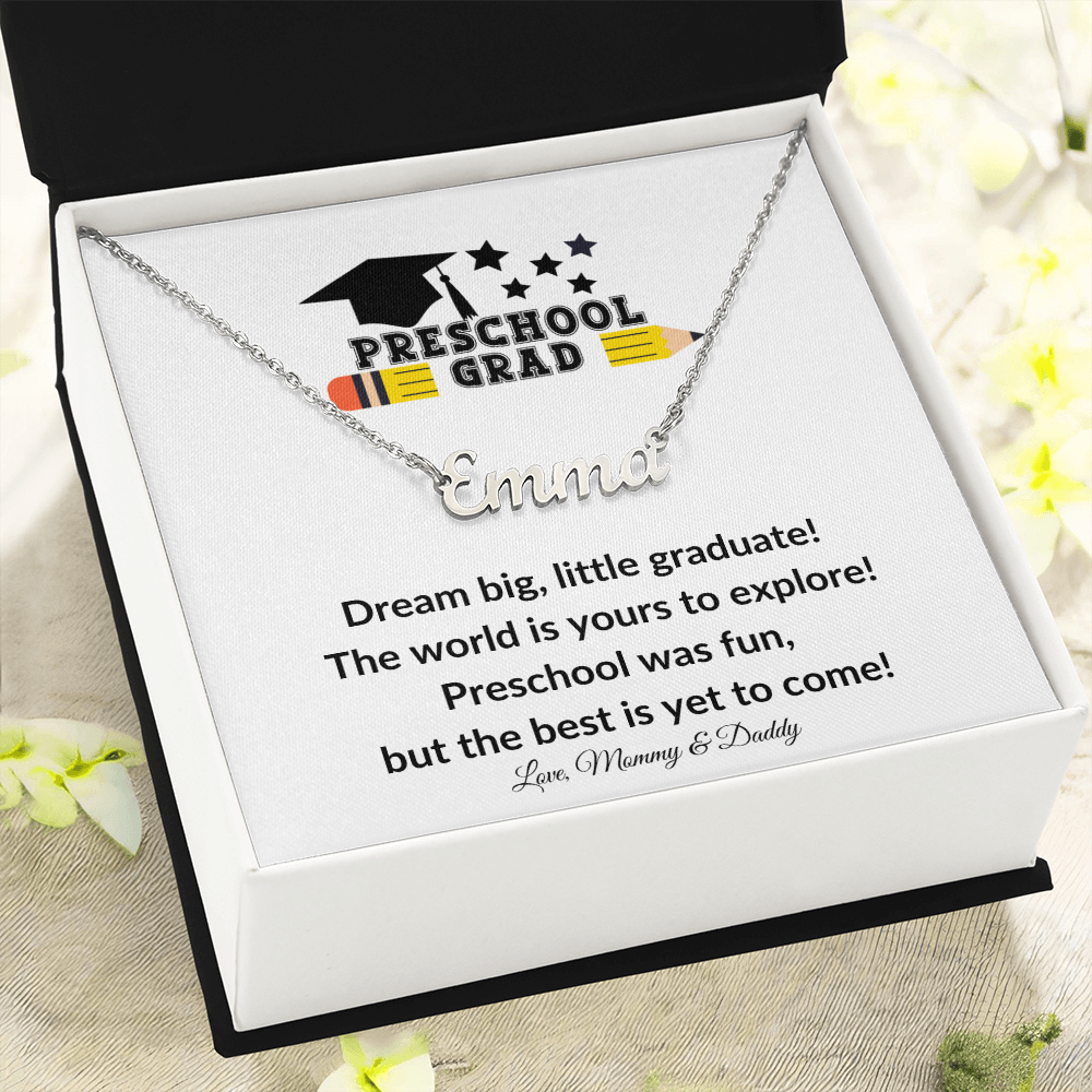 Personalized Preschool Graduation Name Necklace-[Heartfelt Family Gift]