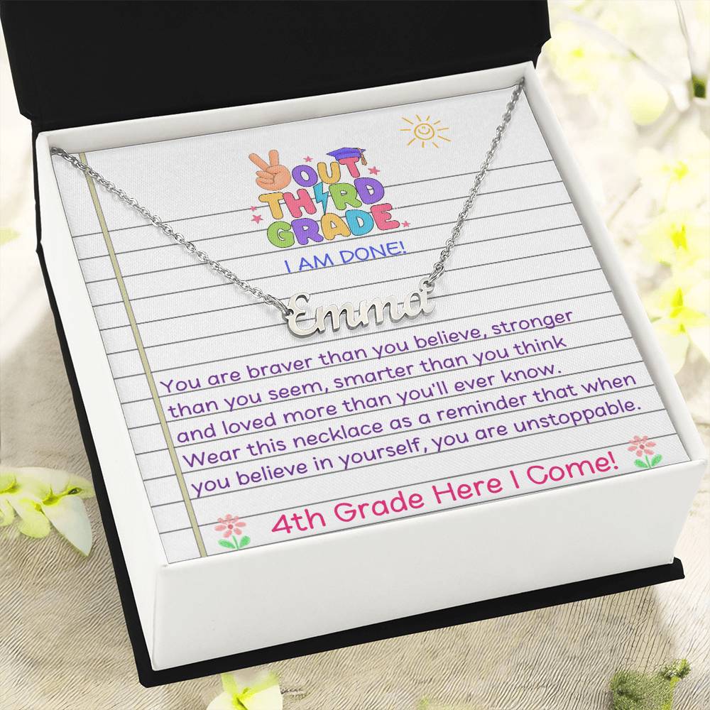 Last Day of Third Grade Name Necklace